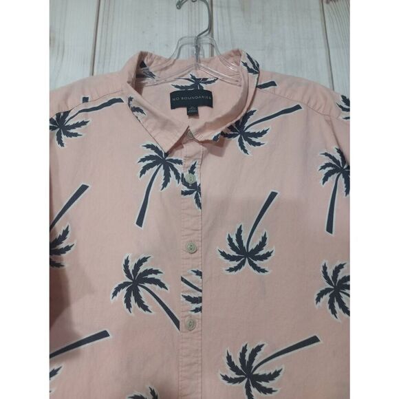 No Boundaries Shirt Men's 3xl Short Sleeve Peach Palm Tree Tourist Vacation - Picture 3 of 7